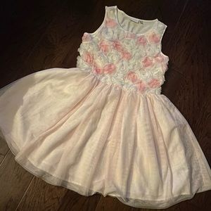 Childrens pink and white rose dress | Size XXL(16)